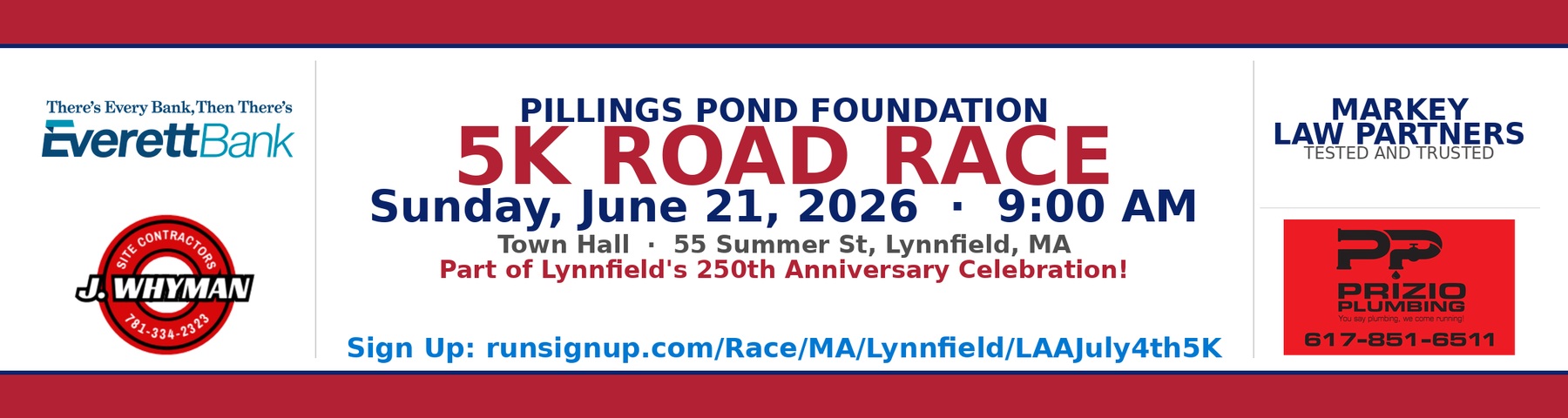 2026 Pillings Pond Foundation 5K Road Race Banner